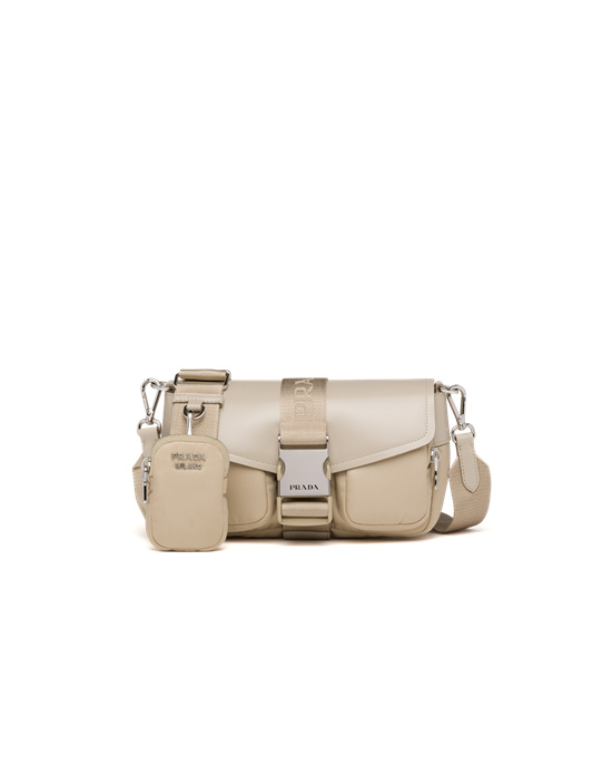 Prada Prada Pocket Nylon And Brushed Leather Bag Desert Beige | 78AIUNQED