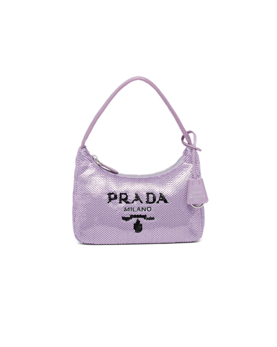 Prada Re-edition 2000 Sequined Re-nylon Mini-bag Lilium / Black | 56XHUZFBR