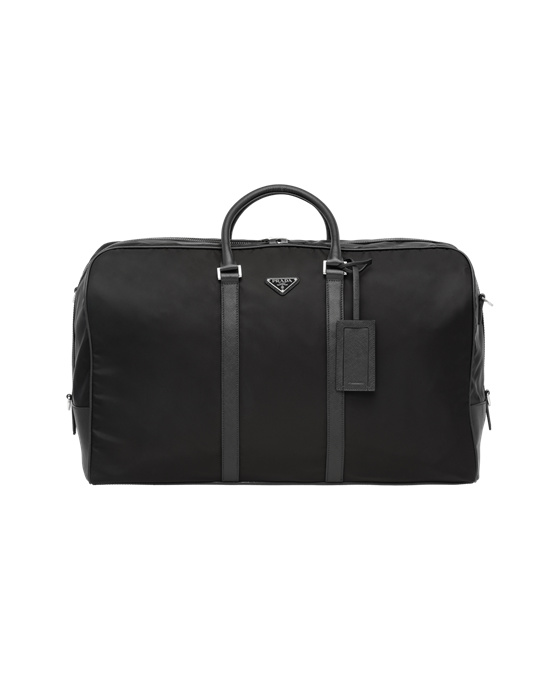 Prada Re-nylon And Saffiano Leather Duffle Bag Black | 12XBJSNDL