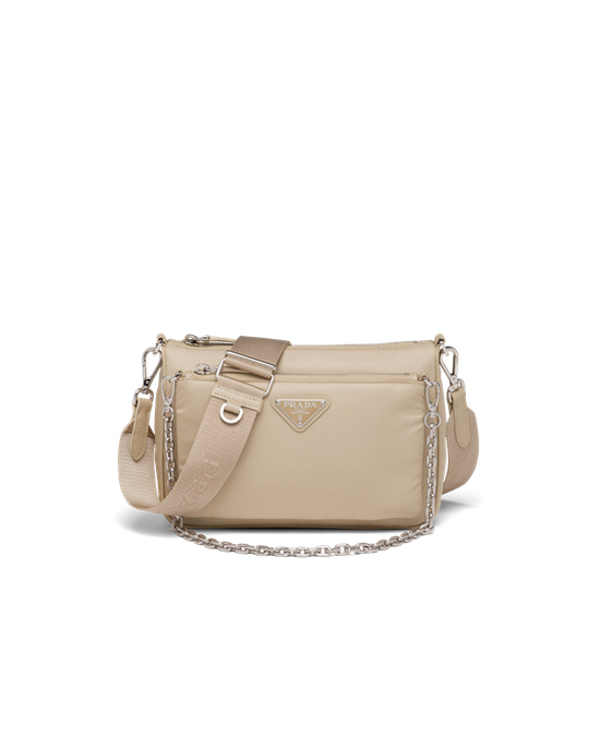 Prada Re-nylon And Saffiano Leather Shoulder Bag Desert Beige | 70RBEXMZD