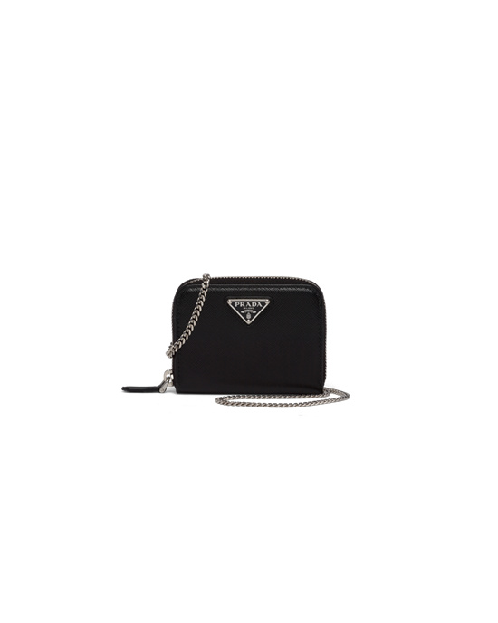 Prada Saffiano Leather Card Holder Black | 82RGBIZFM